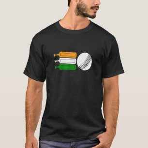 India Cricket Player Ball Indian Flag Cricket Team T-Shirt