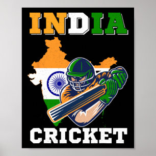 India Cricket Player Flag Jersey Indian Sports Poster