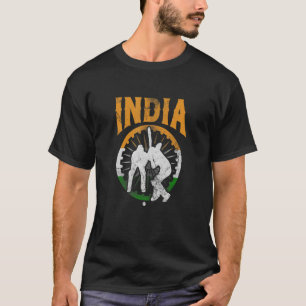 India Cricket Player Indian Cricket Team Flag Dist T-Shirt