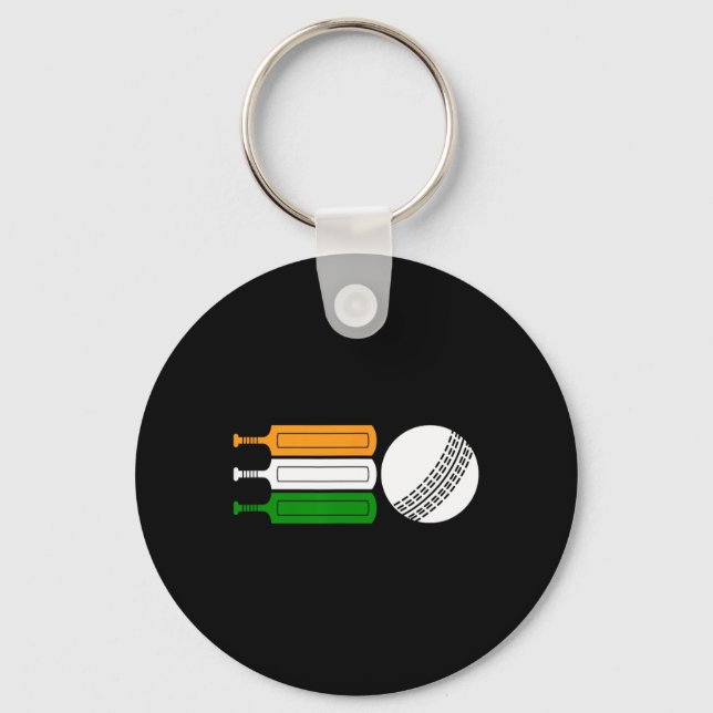 India Cricket Player Ll Indian Flag Cricket Team  Key Ring (Front)