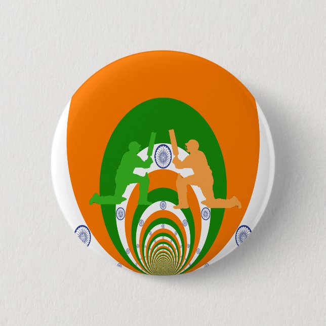 India Cricket Spirit Abstract Design 6 Cm Round Badge (Front)