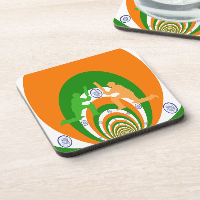 India Cricket Spirit Abstract Design Coaster (Left Side)