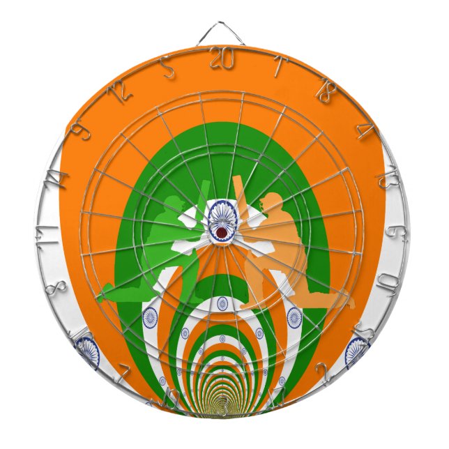 India Cricket Spirit: Abstract Design Dartboard (Front)