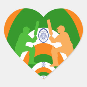 India Cricket Spirit: Abstract Design Heart Sticker