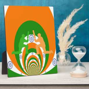 India Cricket Spirit: Abstract Design Plaque