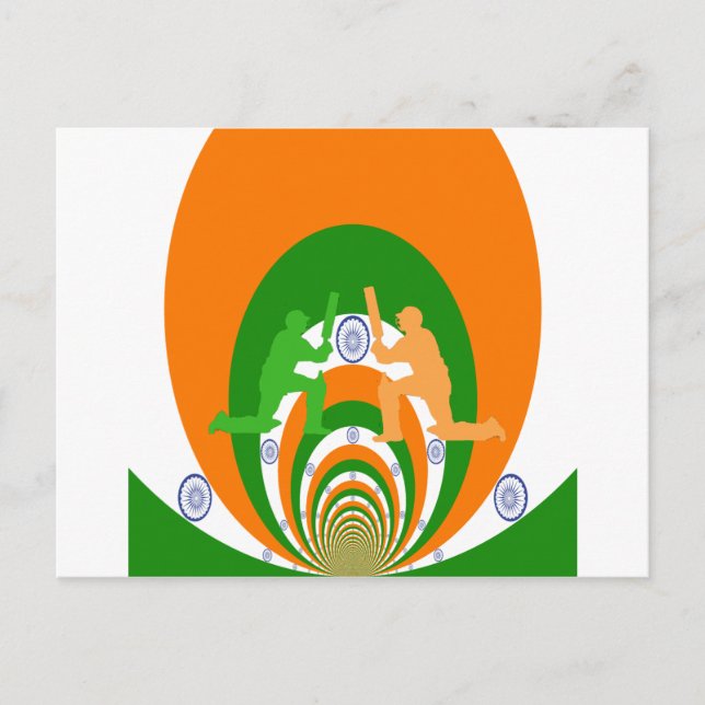 India Cricket Spirit: Abstract Design Postcard (Front)