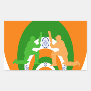 India Cricket Spirit Abstract Design Rectangular Sticker
