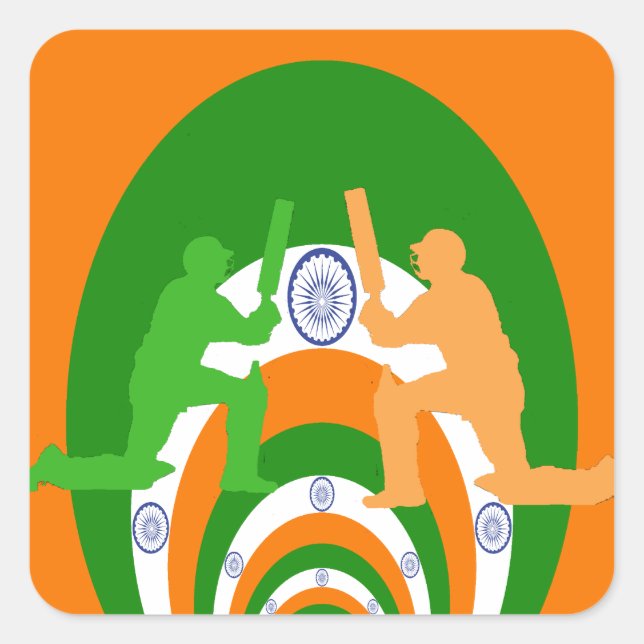 India Cricket Spirit Abstract Design Square Sticker (Front)