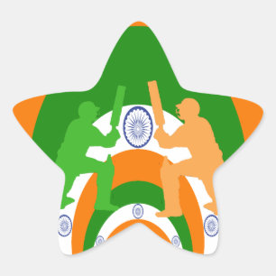 India Cricket Spirit: Abstract Design Star Sticker