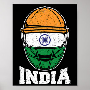 India Cricket T Shirt Indian National Fans Jersey Poster