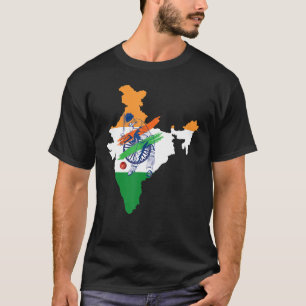 India Cricket Team India Map Indian Flag Cricket F T-Shirt