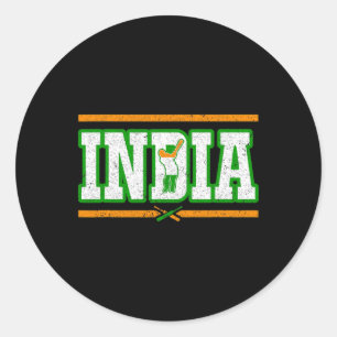 India Cricket Tee Shirt Indian National Cricket Te Classic Round Sticker