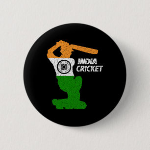 India Cricket Tsman Boundary Shot With Indian Flag 6 Cm Round Badge