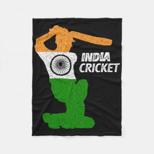 India Cricket Tsman Boundary Shot With Indian Flag Fleece Blanket