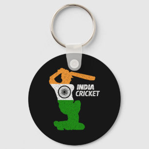 India Cricket Tsman Boundary Shot With Indian Flag Key Ring