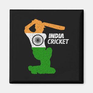 India Cricket Tsman Boundary Shot With Indian Flag Magnet