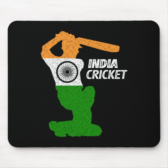 India Cricket Tsman Boundary Shot With Indian Flag Mouse Mat (Front)