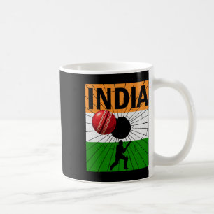India Cricket With Indian Flag Brush Stroke Ashoka Coffee Mug