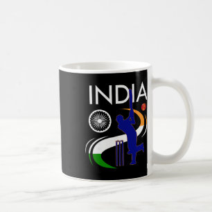 India Cricket With Indian Flag Brush Stroke Ashoka Coffee Mug