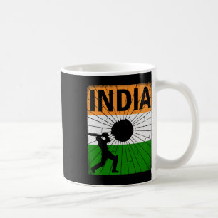 India Cricket With Indian Flag Brush Stroke Ashoka Coffee Mug