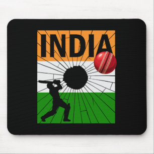 India Cricket With Indian Flag Brush Stroke Ashoka Mouse Mat