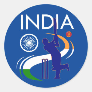 India Cricket With Indian Flag Brush Stroke Gift Classic Round Sticker