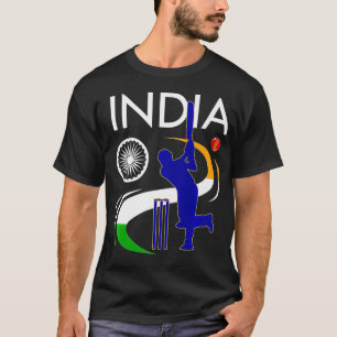 India Cricket With Indian Flag Brush Stroke Premiu T-Shirt