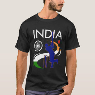 India Cricket With Indian Flag Brush Stroke T-Shirt