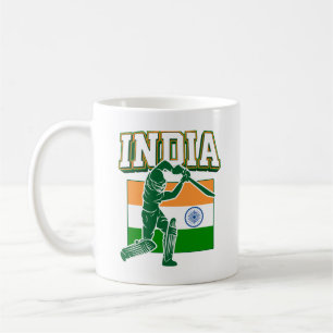 India Cricket With Indian Flag Gift Coffee Mug
