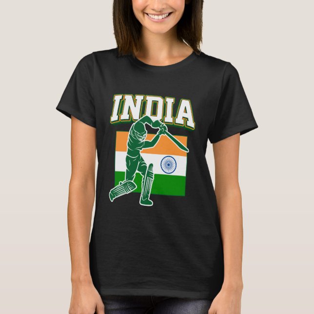 India Cricket With Indian Flag Gift T-Shirt (Front)
