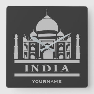 INDIA custom name & colour Square Wall Clock