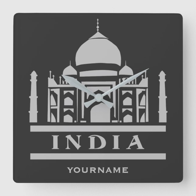 INDIA custom name & colour Square Wall Clock (Front)