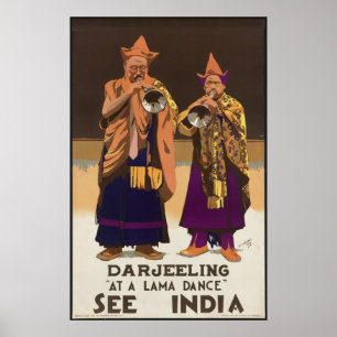 India Darjeeling Vintage Travel Poster Ad Retro