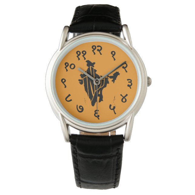 India Devanagari Map Typography Watch (Front)