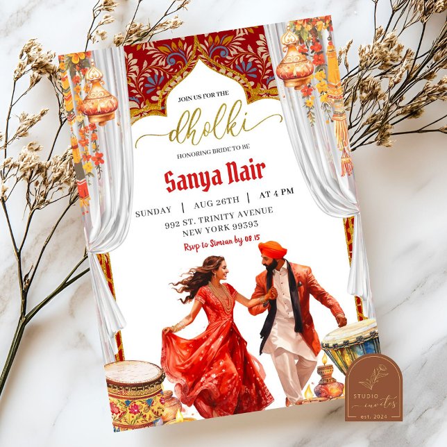 India Dholki Night Sangeet Wedding Invitation (Creator Uploaded)