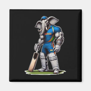 India Elephant Cricket Player Cricketer  Magnet