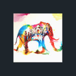 India Elephant Vintage Travel Love Watercolor Canvas Print<br><div class="desc">A great way to announce or memory your trip with colourful and modern indian elephant, landscape and monument watercolor design.</div>