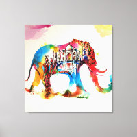 India Elephant Vintage Travel Love Watercolor