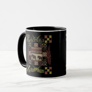 India ethnic patchwork elephants mug