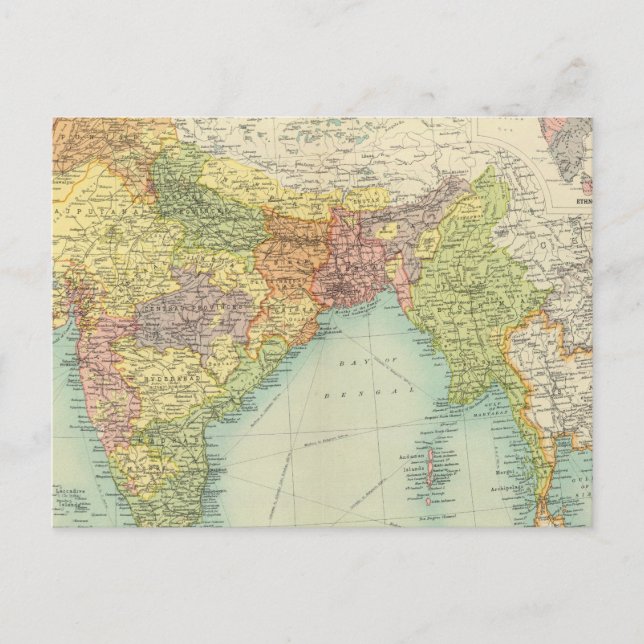 India & Farther India political Postcard (Front)