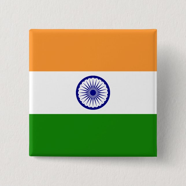 India Flag 15 Cm Square Badge (Front)