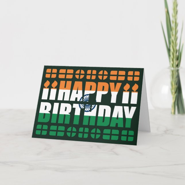 India Flag Birthday Card (Front)