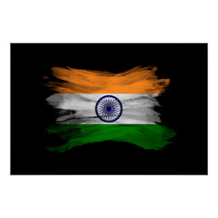 India flag brush stroke, national flag poster