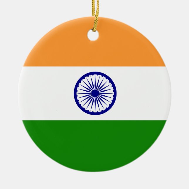 India Flag Ceramic Tree Decoration (Front)
