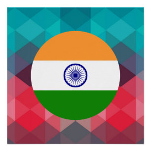 India flag circle on modern bokeh poster