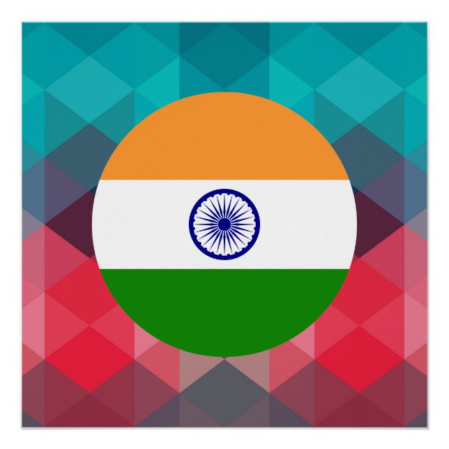 India flag circle on modern bokeh poster (Front)