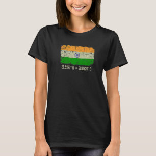 India Flag Coordinates Men Women Indian Heritage T-Shirt