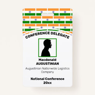 INDIA FLAG Customised Logo Photo ID Name ID Badge
