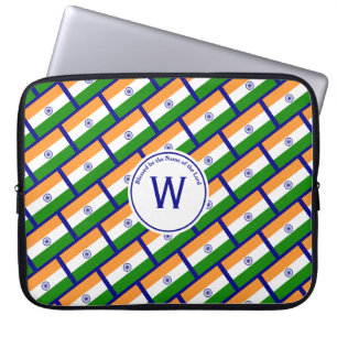 INDIA FLAG Customised Scripture Stylish BLUE Laptop Sleeve