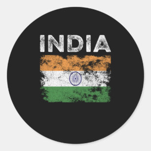 India Flag Distressed - Indian Flag Classic Round Sticker
